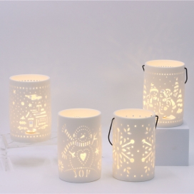 CERAMIC CHRISTMAS LIGHT WITH LED LIGHT